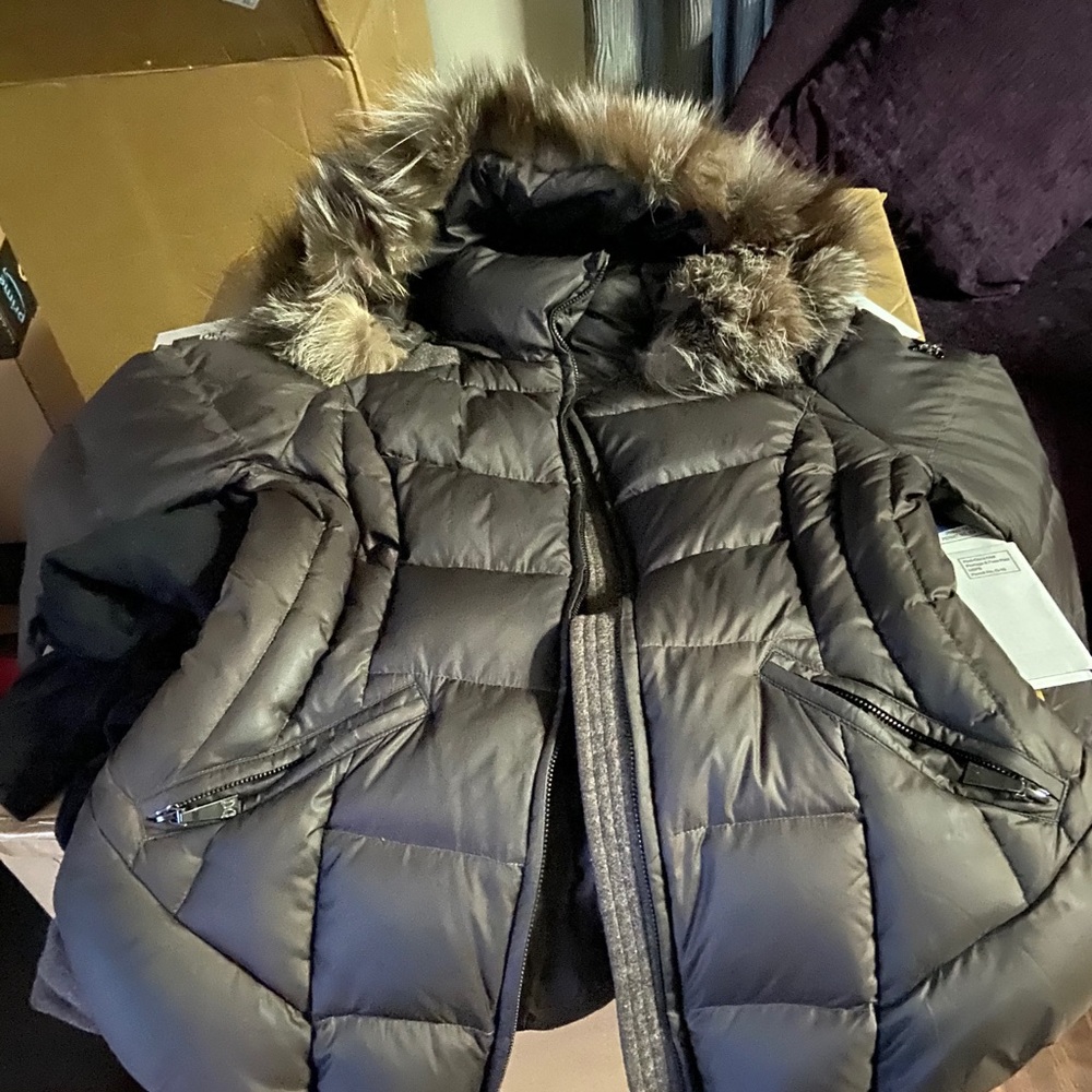 Dawn Levy Chocolate Brown Puffer with Fox Fur